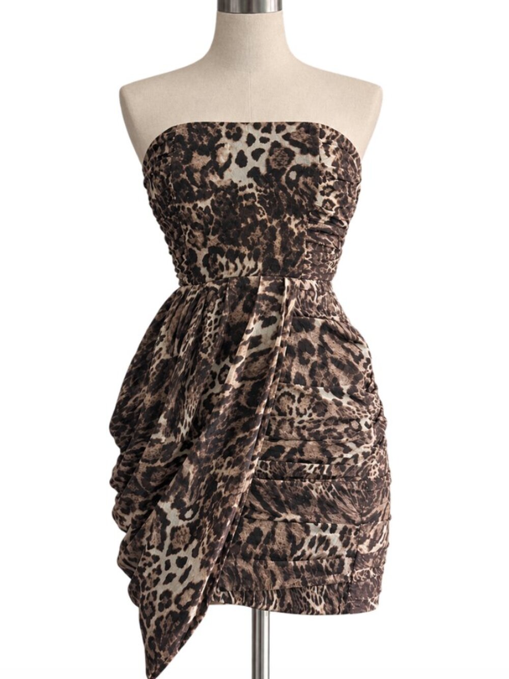 Bebe - Leopard Strapless Dress - XS